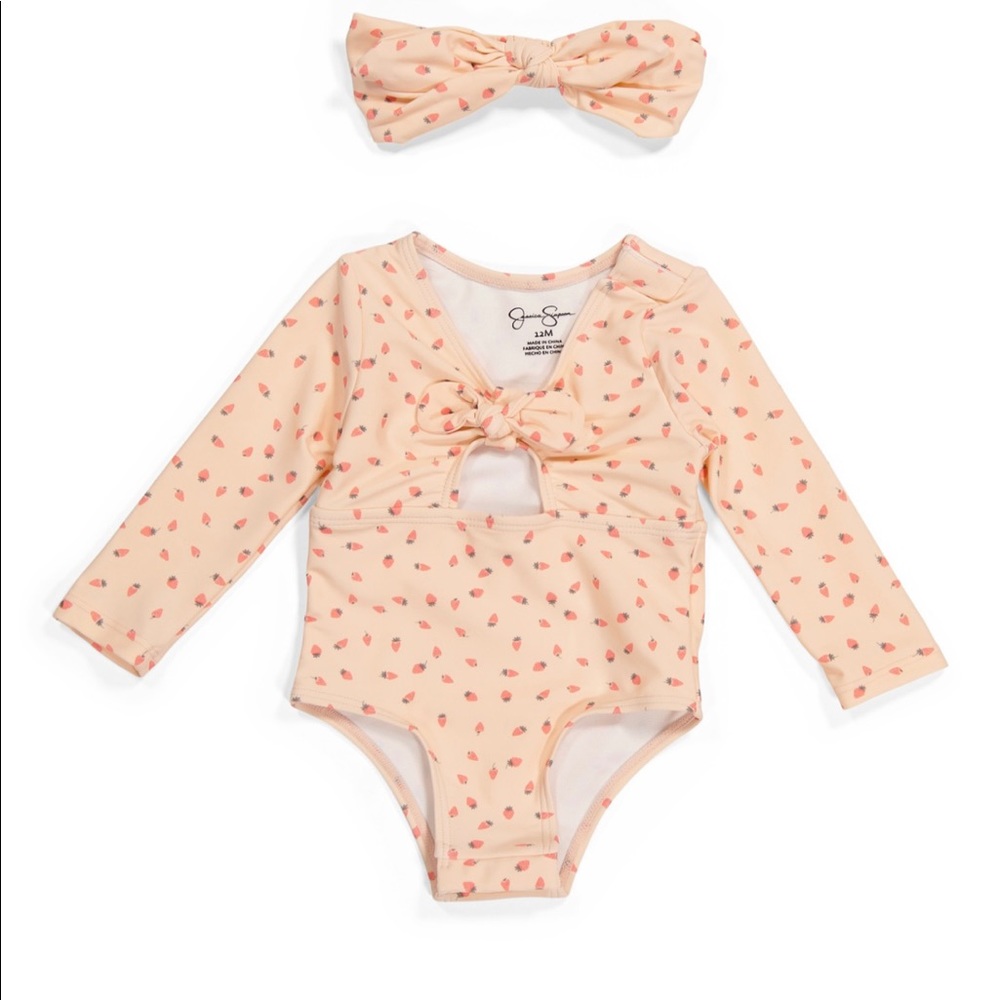 Jessica Simpson One Piece Rash Guard Swimsuit